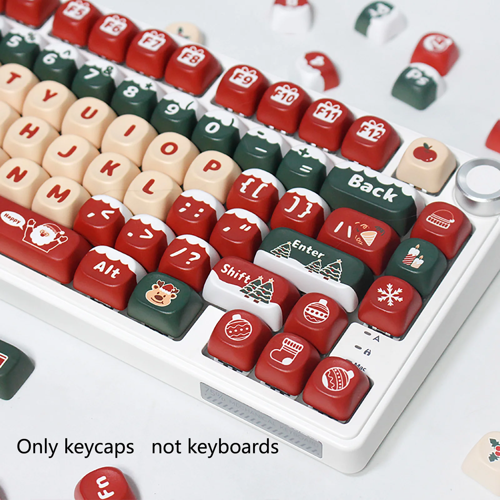 

130keys Christmas Themed Keycap PBT Five Sided Sublimation Universal Keyboard Cap Compatible with Mechanical Keyboards 60/98/104