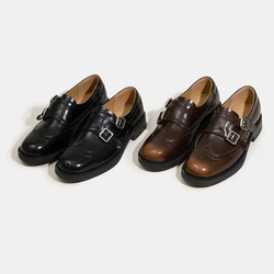 AIYUQI 2026 new women's derby shoes  Retro non-slip Brogue carving Oxford shoes female  Large size fashion loafers for women