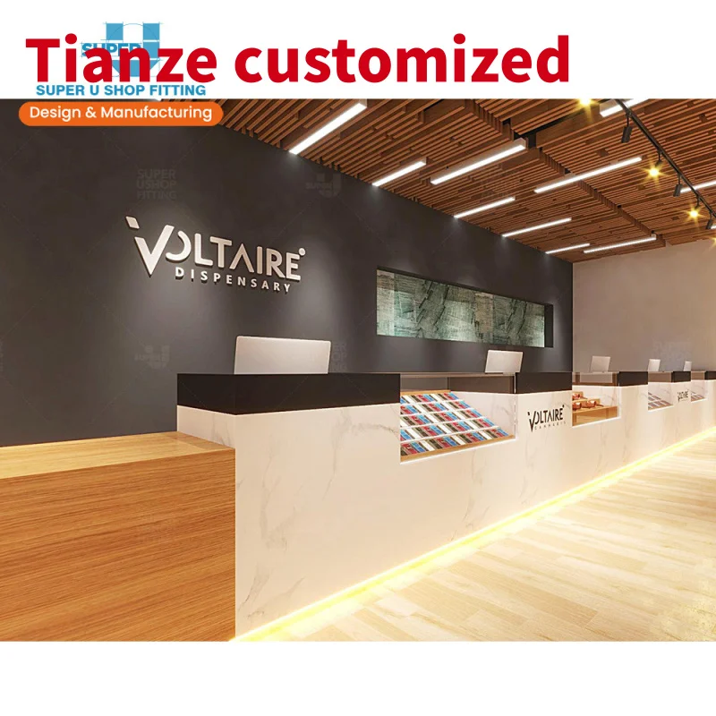 (customized)Trendy Shop Furniture Wood Shop Display Design Custom Vintage Smoke Shop Counter Design