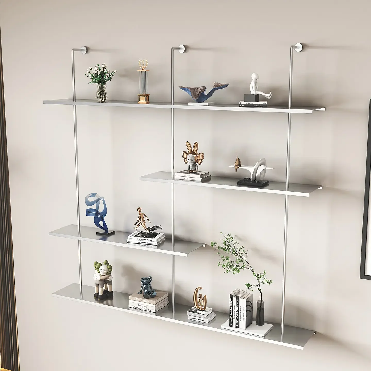 Minimalist shelf wall bookshelf wall-mounted shelf metal wine rack wall-mounted display rack Italian aluminum plate rack