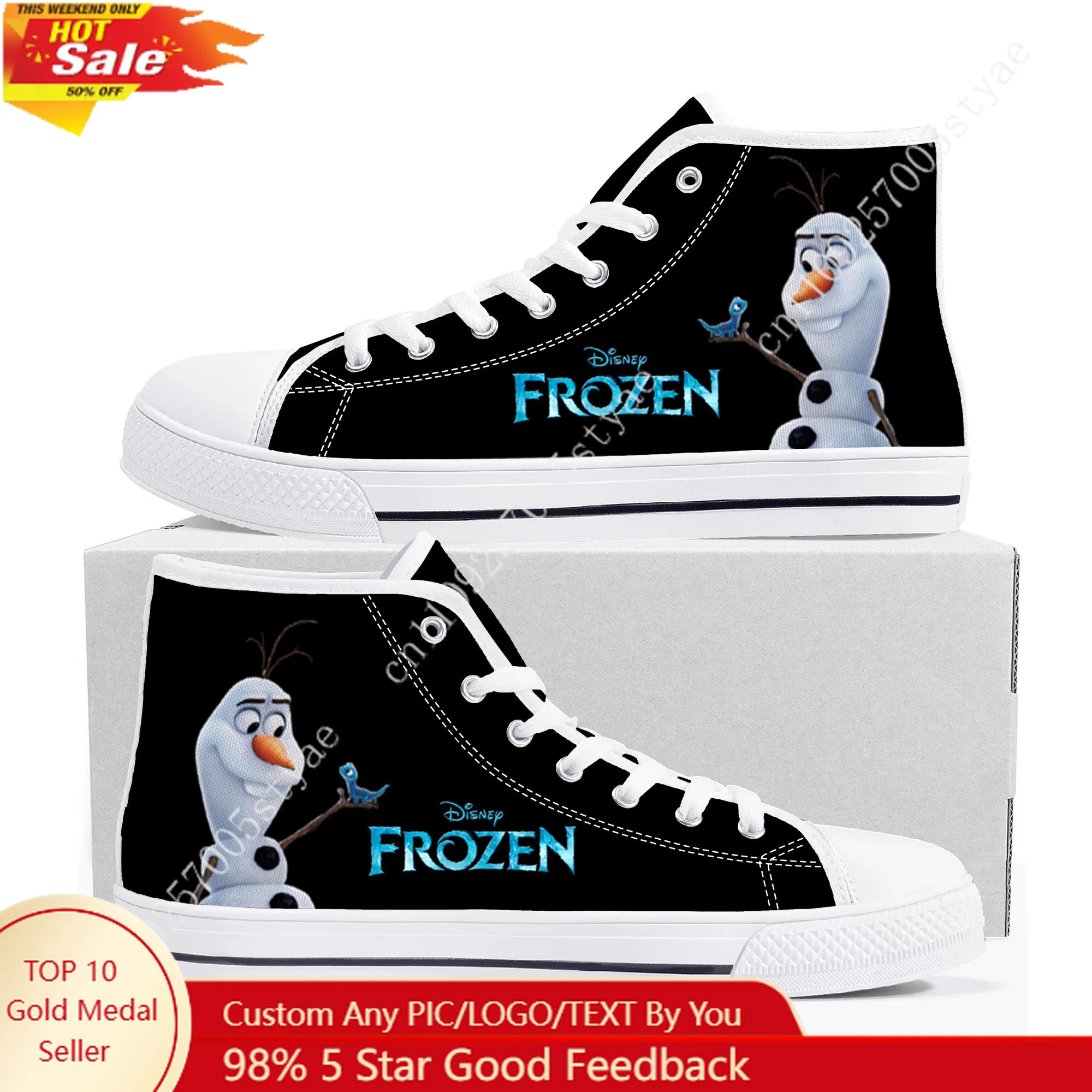 

Disney Frozen Olaf High Top Sneakers Mens Womens Lightweight Canvas Casual Shoes