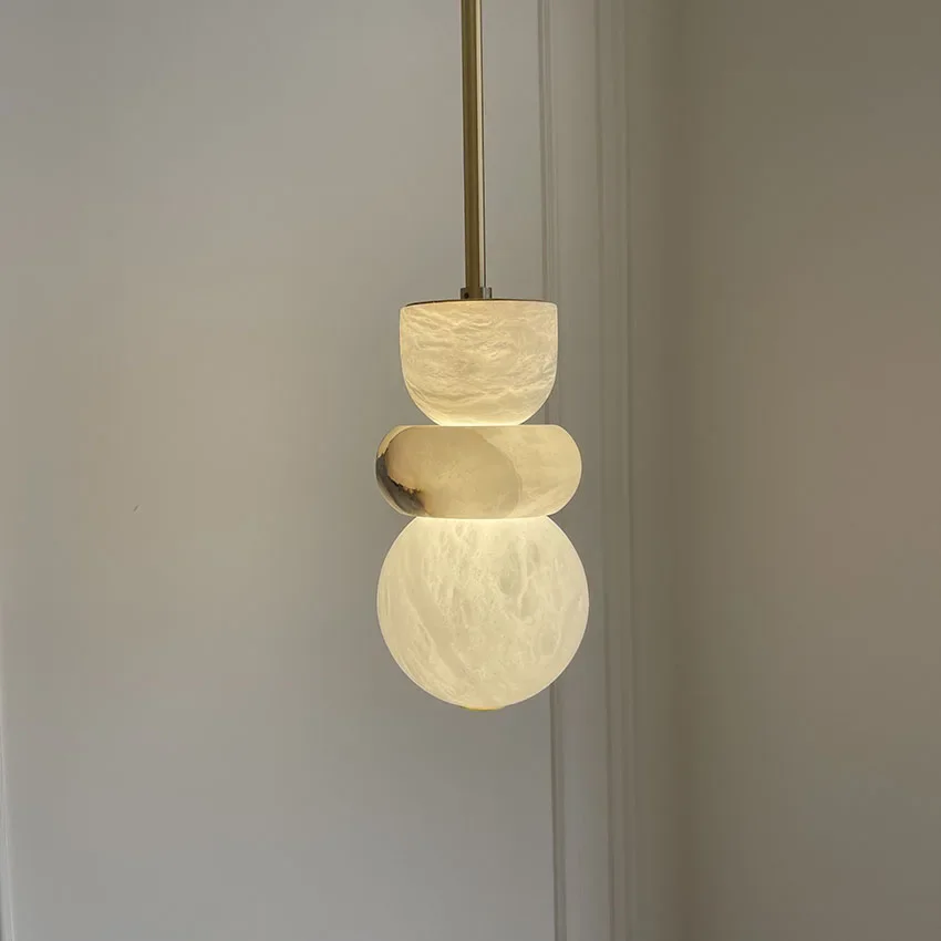 2026 Spanish Marble LED Pendant Light Modern Luxury Natural Veins Stone Hanging Lamp For Bedside Dining Kitchen Bar Decor Lighti