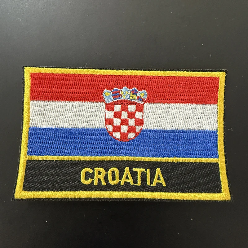 Croatia Flag Embroidery Patches Iron on Saw on Transfer patches Sewing Applications for Clothes in Home&Garden