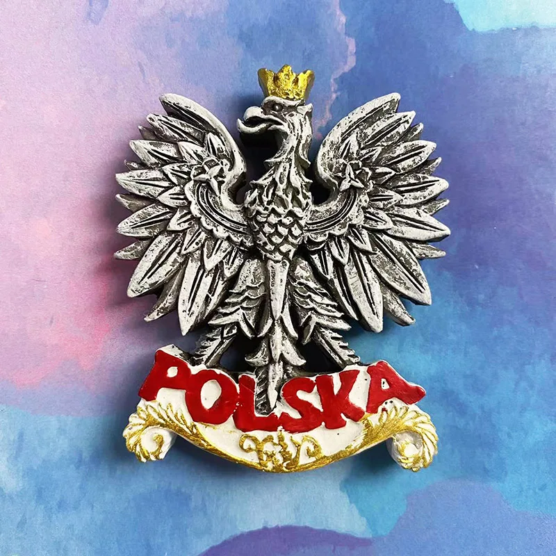 Polish tourist souvenirs Golden Crown White Eagle national emblem, 3D stereo refrigerator sticker, decorative supplies collectio