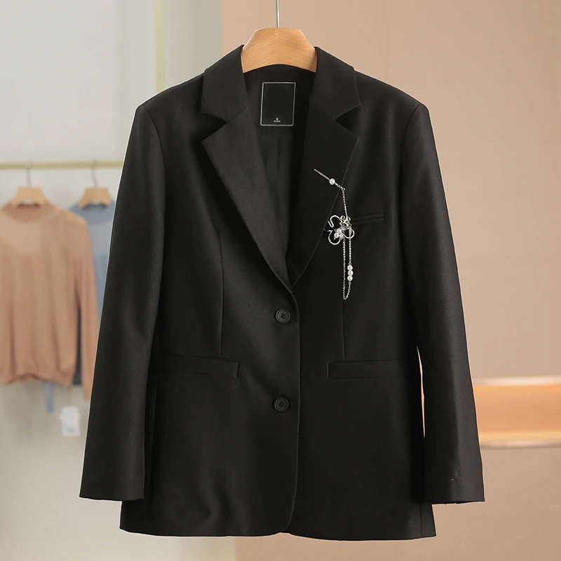 

Удобный для поездок на работу женский пиджак простого дизайна, весна 2026, новинка, с вискозным волокном, классический прямой крой