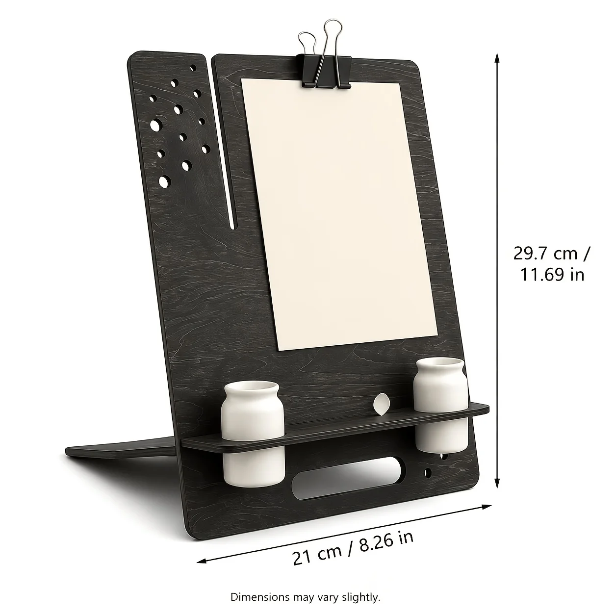 Adjustable wooden desktop art stand with brush storage & porous board. Perfect for sketching, watercolor, painting & reading.