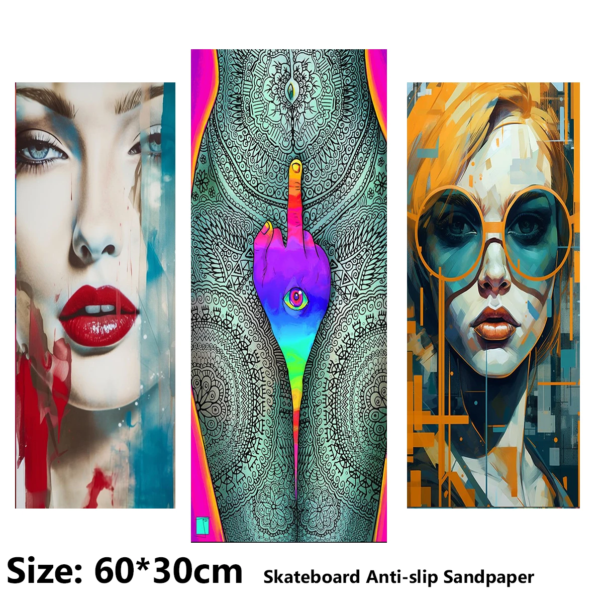 Goddess Mural Pattern Electric Scooter Anti-slip Sticker Sandpaper Skateboard Grip Tape Sheet 60*30cm