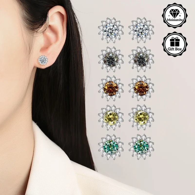 

Женские серьги LAMVOICE, серьги с иглой из стерлингового серебра 925 пробы, серьги-гвоздики с муассанитом, серьги в подарочной упаковке