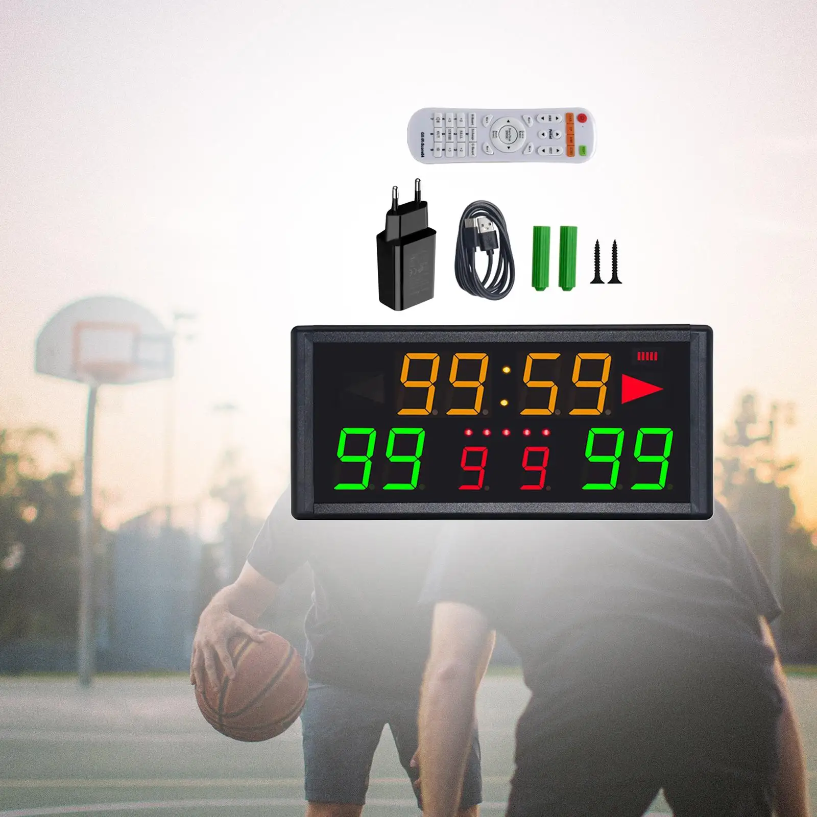 Portable Digital Scoreboard Tripod Mount Score Keeper 2.4G Remote Control 3000CD Brightness Electronic Scoreboard for Tennis