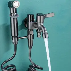 Three Way Sink Faucet Washing Machine Tap Angle Valve Diverter Stainless Steel Multifunction Balcony Mop Pool Tap Flushing Spray
