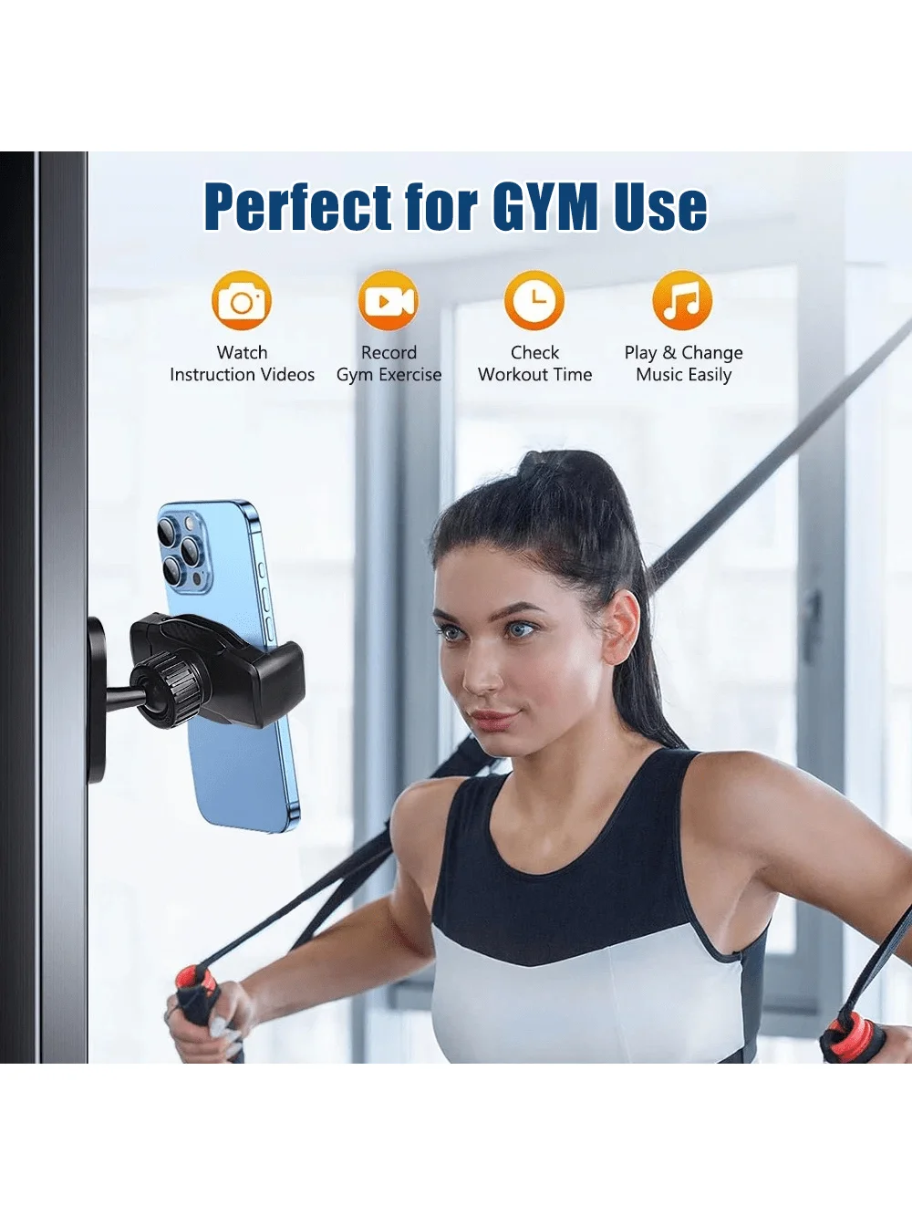 

360° Magnetic Phone Holder For Gym Use Portable Mount With Strong Magnets Fit 4.7-7 Smartphones