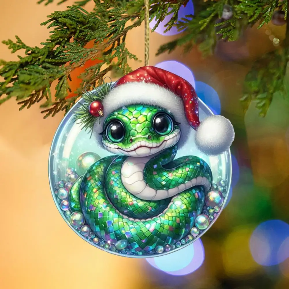 Whimsical Snake Decor Festive Snake Christmas Ornament Set Acrylic Cartoon Pendant Charm for Tree for Home for Christmas