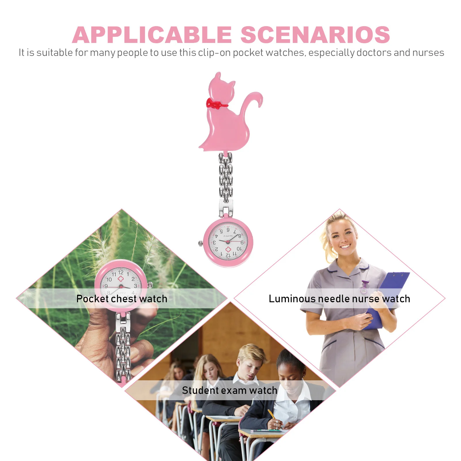 

1 pc For Nurses Quartz Safety Clip Design Lightweight Pocket Hanging Nurse Hanging Watch Nurse Quartz Watch