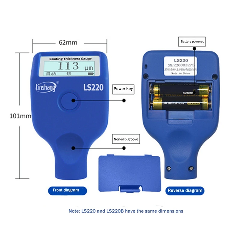 Linshang LS220B Thickness Gauge Coating Thickness Gauge Car Paint Meter LCD Screen 2000Um For Car Dry Film