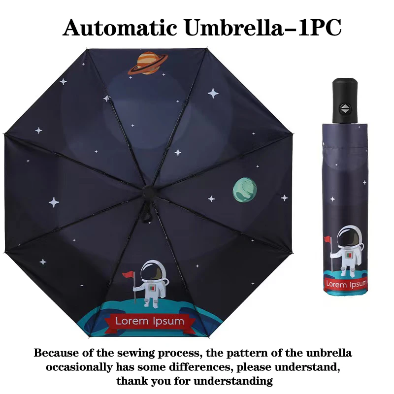 Uv umbrella Outer Space Astronauts Umbrella Folding Wind and waterproof Parasol Adult students Children\'s automatic umbrella