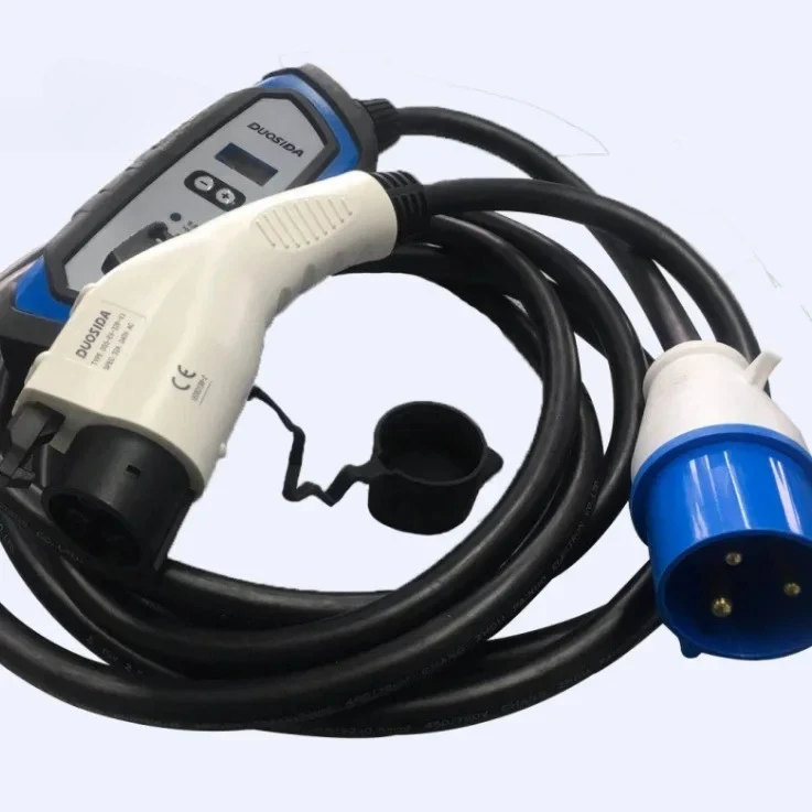 Blue CEE plug with 32a 7kw ev charger sae j1772 ac plug ev 1 phase charger Household car charging station