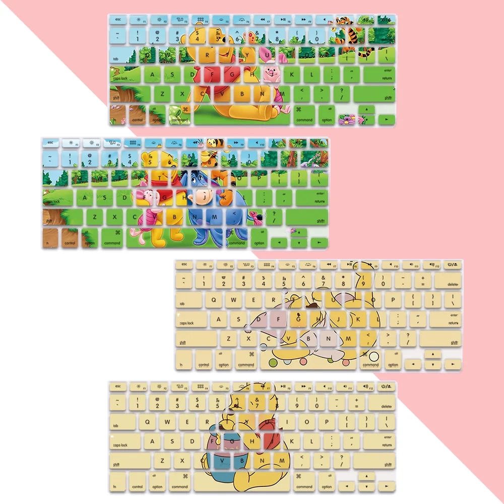 Cute Winnie the Pooh US Layout Soft Silicone Keyboard Cover for Macbook pro A1278 A1286 Retina A1425 A1502 A1398 Air A1369 A1466