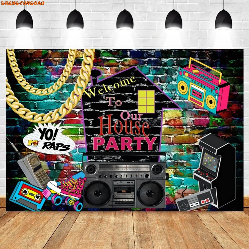الرجعية إلى 8090s ديسكو حفلة خلفية الهيب هوب الرقص الموسيقى راديو حفلة عيد ميلاد التصوير خلفية ديكور ملصق استوديو الصور