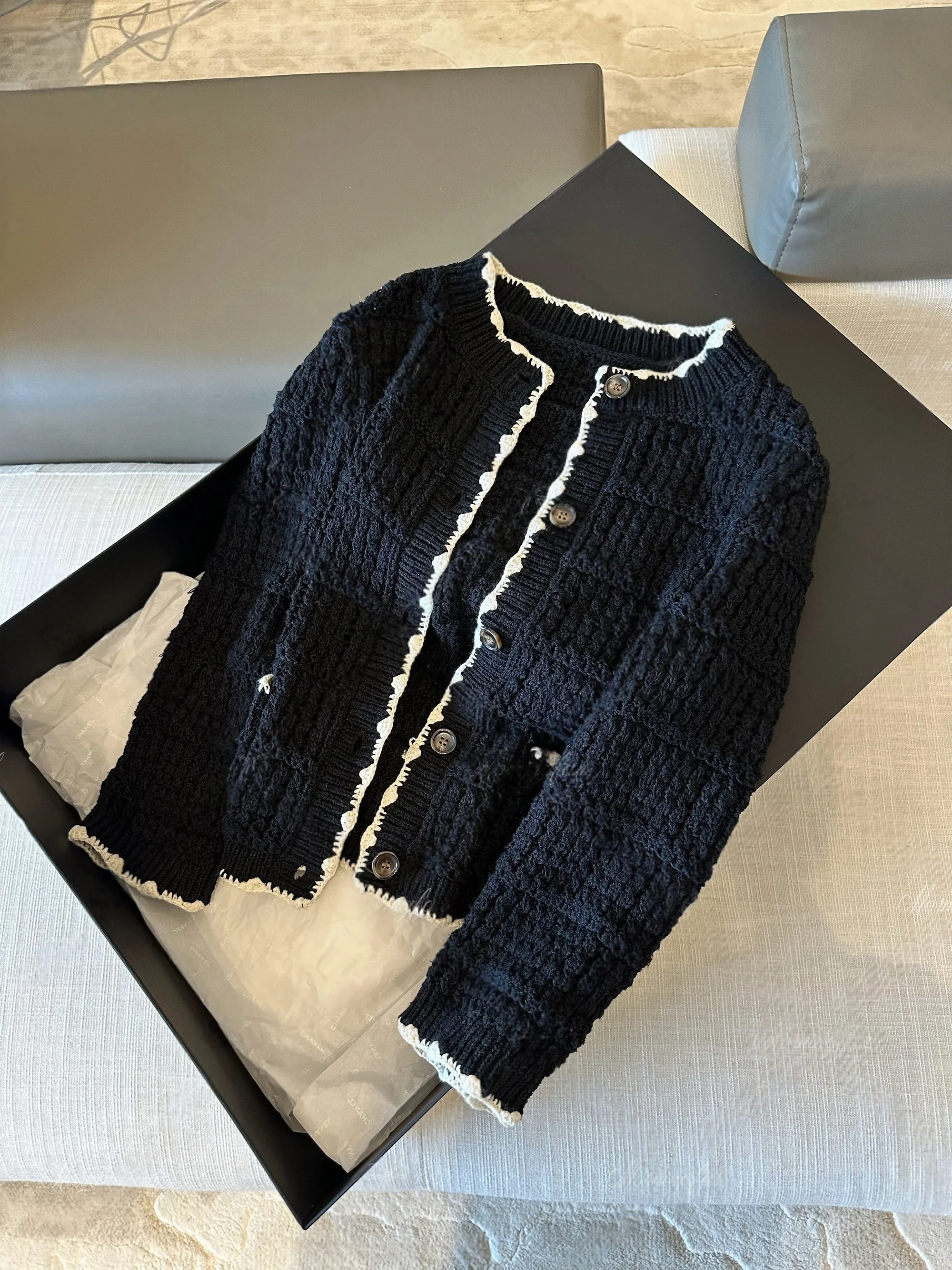 Hand Knitted Slow Fashion Color Block Vest Hollow out Knitwear V-Neck Short Sleeve Women's Casual Loose Style Summer Top