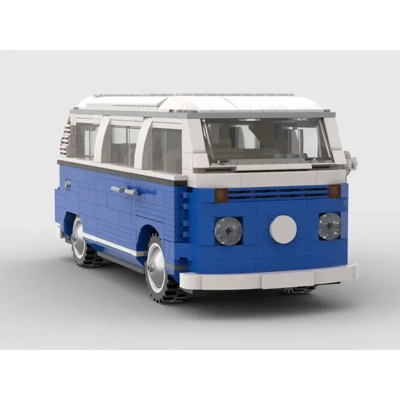 MOC-88278 New T2 Camper Van Blue Assembly Patchwork Building Block Model • 1145 Building Block Parts Kids Birthday Toy Gift