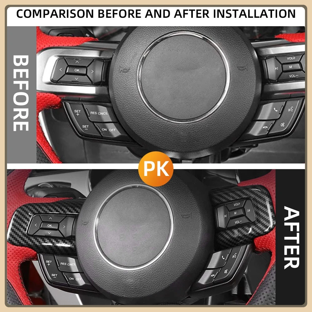 For Ford Mustang 2016 2017 2018 2019 2020 2021 2022 Steering Wheel Cover Trim Car Accessories Interior Decoration