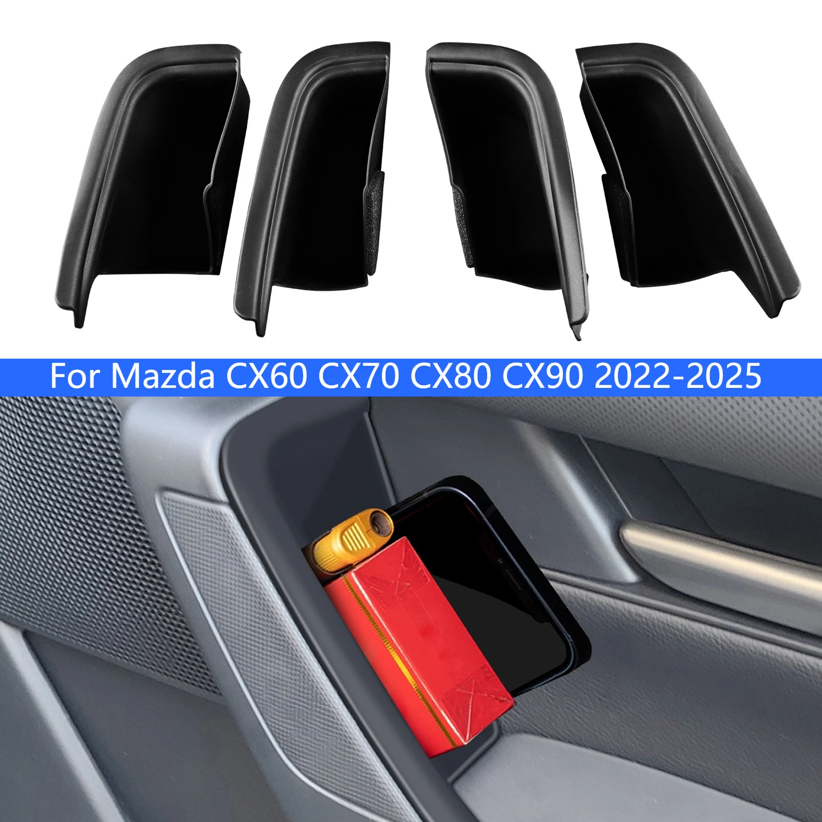 

For Mazda CX60 CX70 CX80 CX90 2022-2025 Door Handle Storage Box TPE Anti Slip Interior Organizer Modification Car Accessories