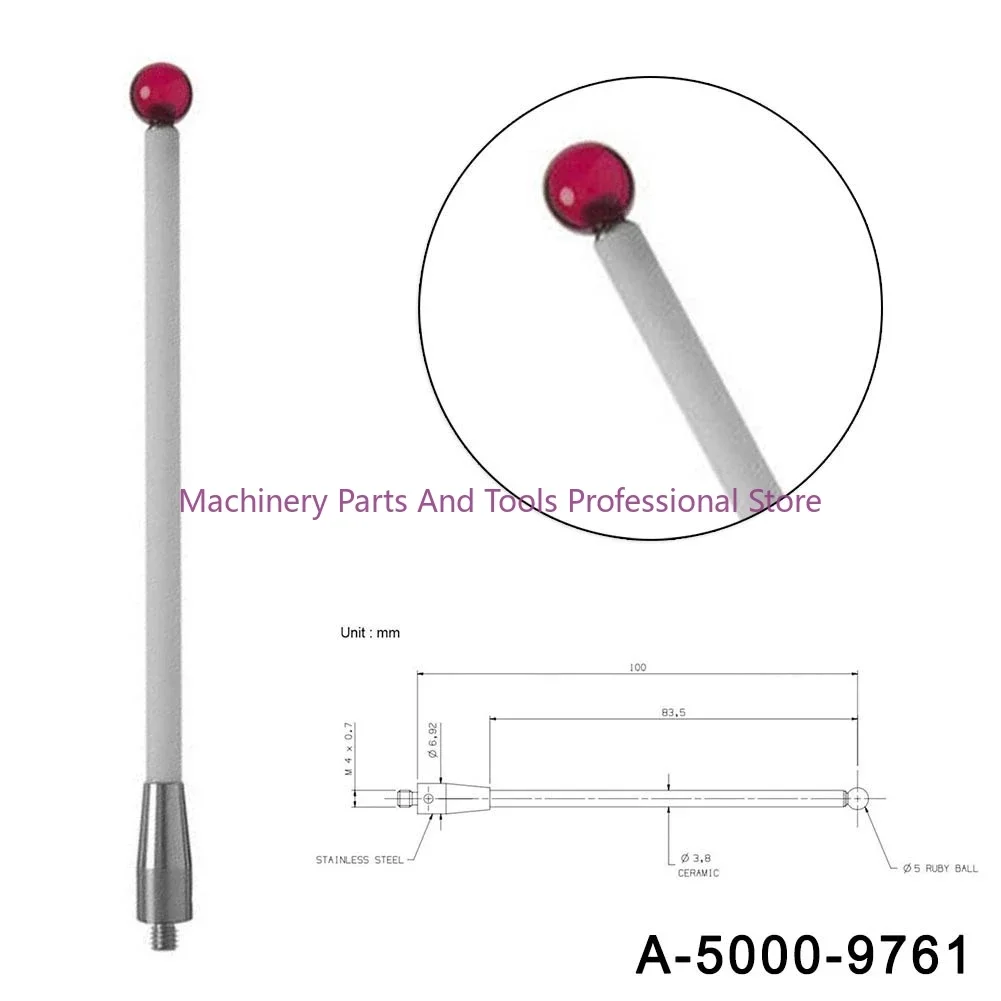 CMM Touch Probe Stylus M4 Ceramic Stem 5mm Ball Tips 100mm Long A-5000-9761 Detection Device Jewel Ball Tip Stylus CNC LatheTool