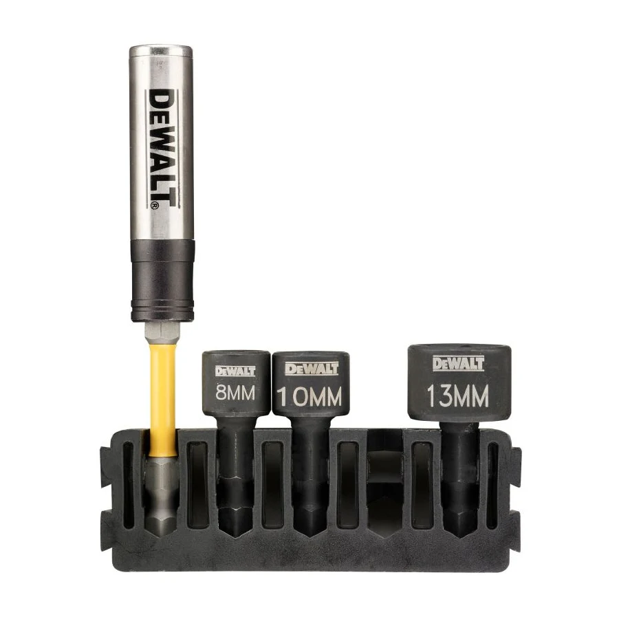 DEWALT 4PCS Stubby Nut Driver Screwdriver Bit Holder 1/4“ Socket 8/10/13mm with Storage Case DT70826