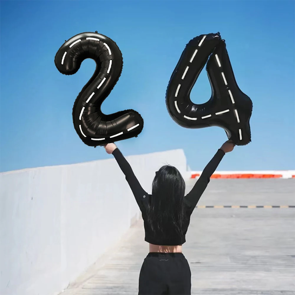 Race Car Number 1 Balloon 40Inch Racing Car 1st Birthday Balloon Two Fast Balloon Track Black Balloon Cars Theme Birthday Party - view 3
