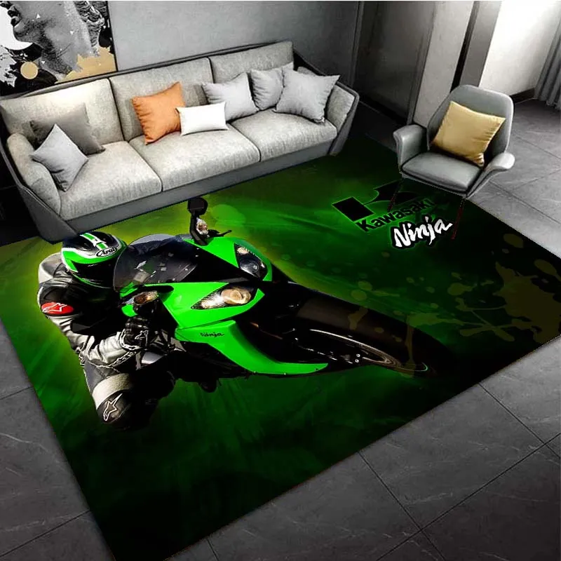 K-Kawasaki Motorcycle Ninja H2R Pattern Area Rugs for Living Room Bedroom Decoration Rug Children Play Room Mat Anti-slip Carpet