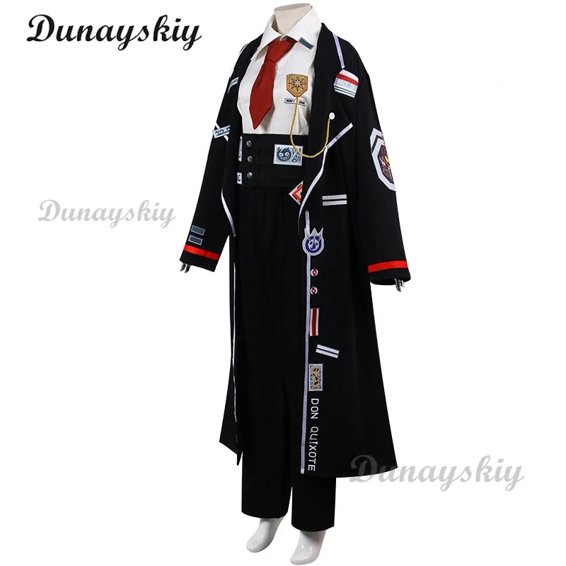 Game Limbus Company Uniform Don Quixote Cosplay Costume Black Uniform Top Pants Coat Prop Halloween Carnival Party Disguise Suit