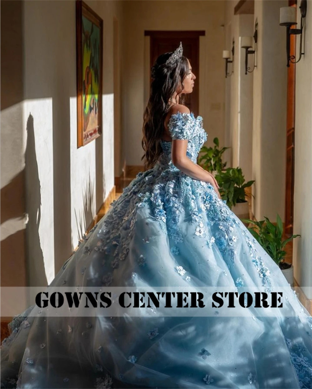 Elvish vestido De baile De encaje azul con flores 3D, quinceañera, vestido De princesa dulce mexicano 16, corsé con cordones, 15 Años