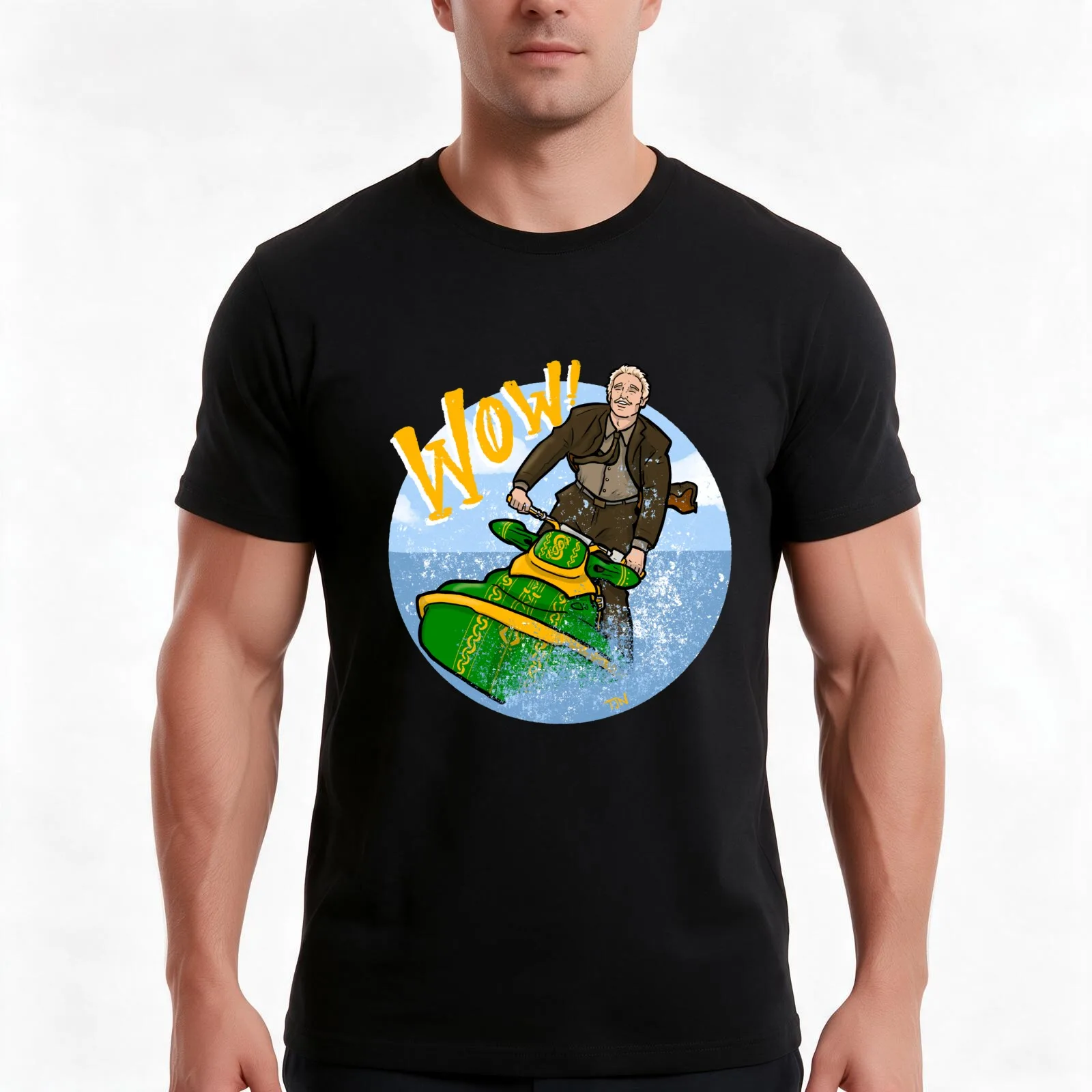 Time To Jetski T-Shirt, Summer Casual Cotton Tee, Oversized Streetwear Tops, Vintage Graphic Print, Loose Fit Short Sleeve