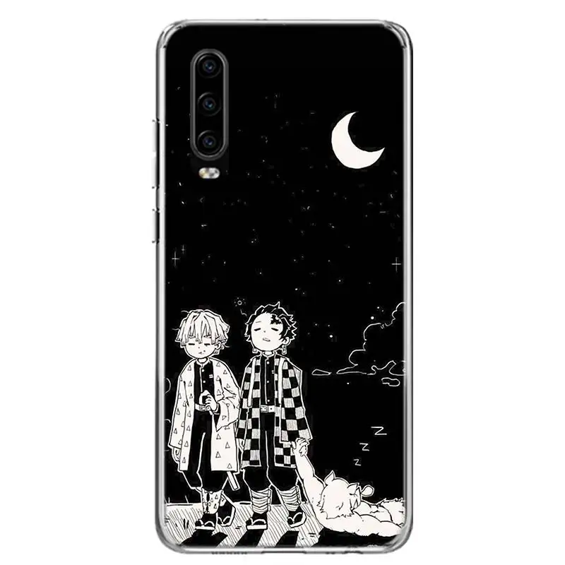 Black White Demon Slayer Case Phone Cover for Huawei P30 Lite P40 P20 P10 Mate 10 20 Pro P Smart Z 2019 Y5 Y6 Y7 Y9S Trend Funda