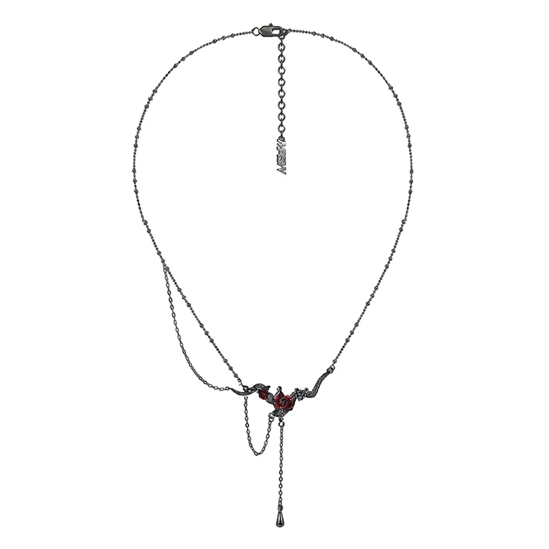 MASW Original Design Cool Style Delicate Flower Dancing Snake Pendant Necklace For Women Girl Gift Modern Jewelry Hot Sale