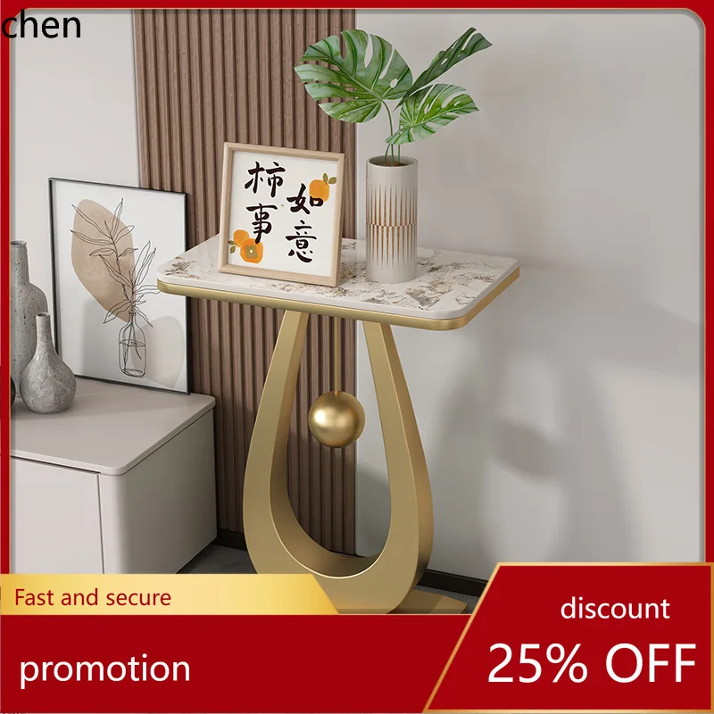 CZ Flower Stand with Rock Panel for Living Room, TV Floor Flower Rack, Simple Iron Art Storage Shelf for Sofa and Fish Tank