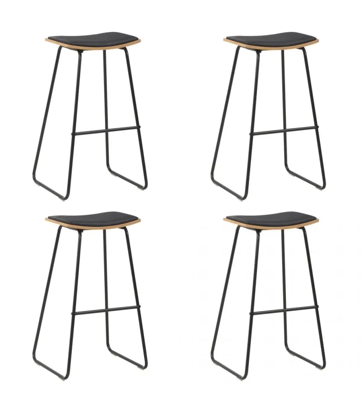 Kitchen stools kitchen stools 4 units black synthetic leather