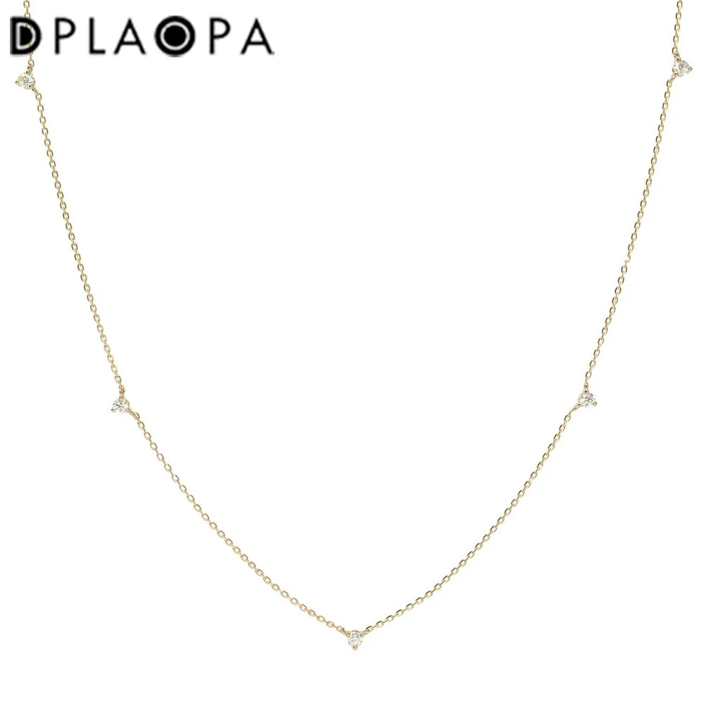 DPLAOPA 925 Sterling Silver Dainty Zircon CZ Charm Chocker Chain Women Necklace Women Wedding Crystal Jewels Party Crystal