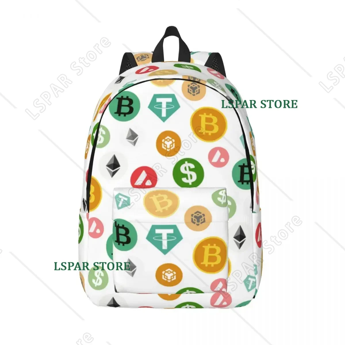 Colored Crypto Money Bitcoin Backpack for Men Women Cool Student Work Daypack Laptop Computer Shoulder Bag Sports