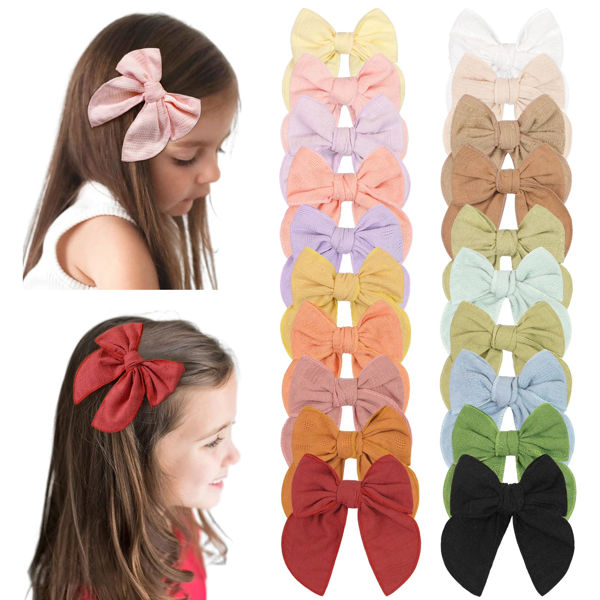 

4.5Inch Girls Women Linen printing Bow Hair Clips Big Sailor Bow Barrettes Baby Kids Hairgrips Hair Bows Accessories Headwear