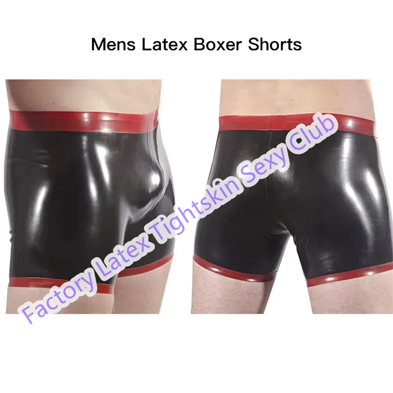 

Мужские латексные шорты-боксеры, резиновые трусы, трусы, фетиш-клубная одежда, 0,4 мм, красный с черным
