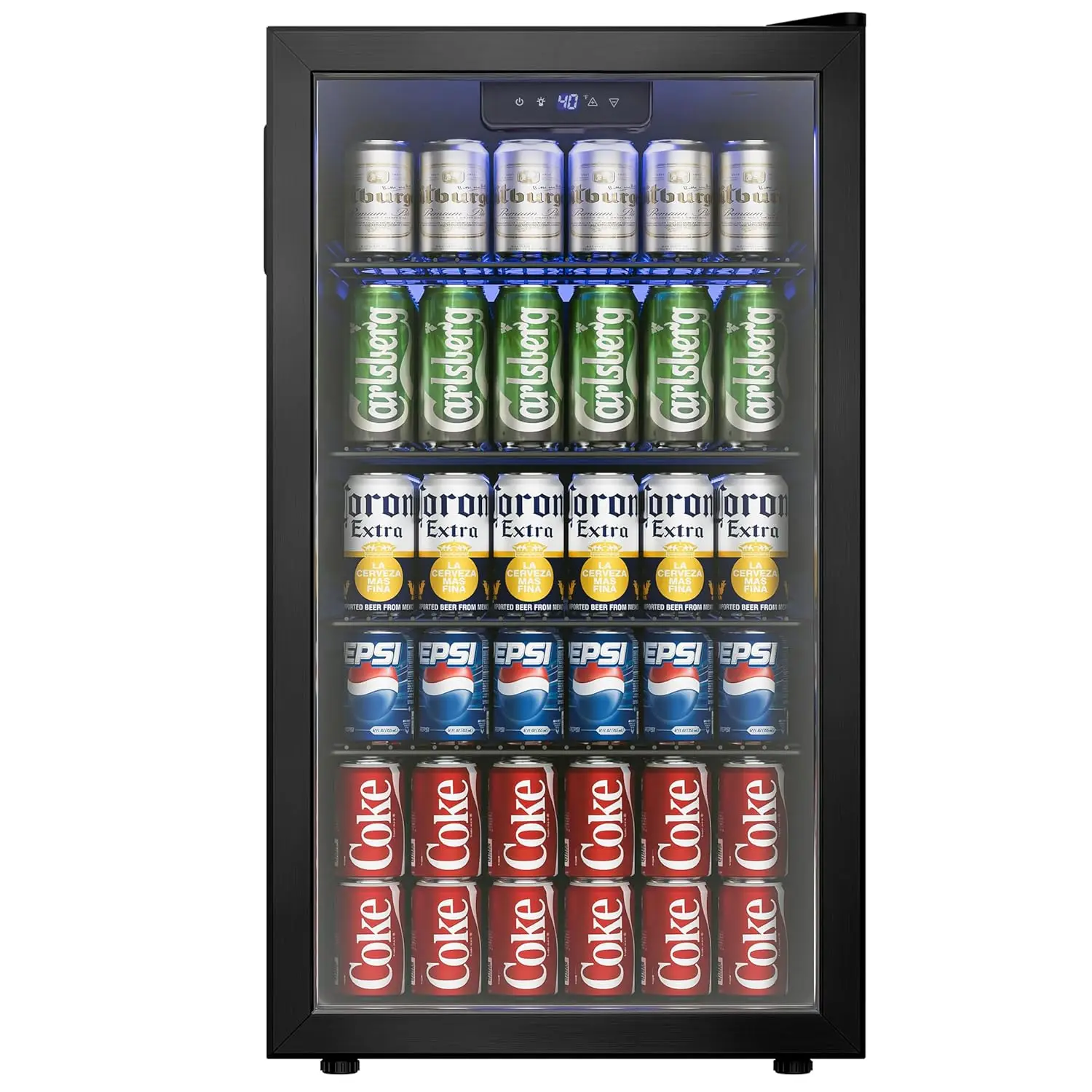 

126 Can Mini Beverage Fridge Cooler Glass Door Home Beer Wine Soda Storage with Customization Options Refrigerator