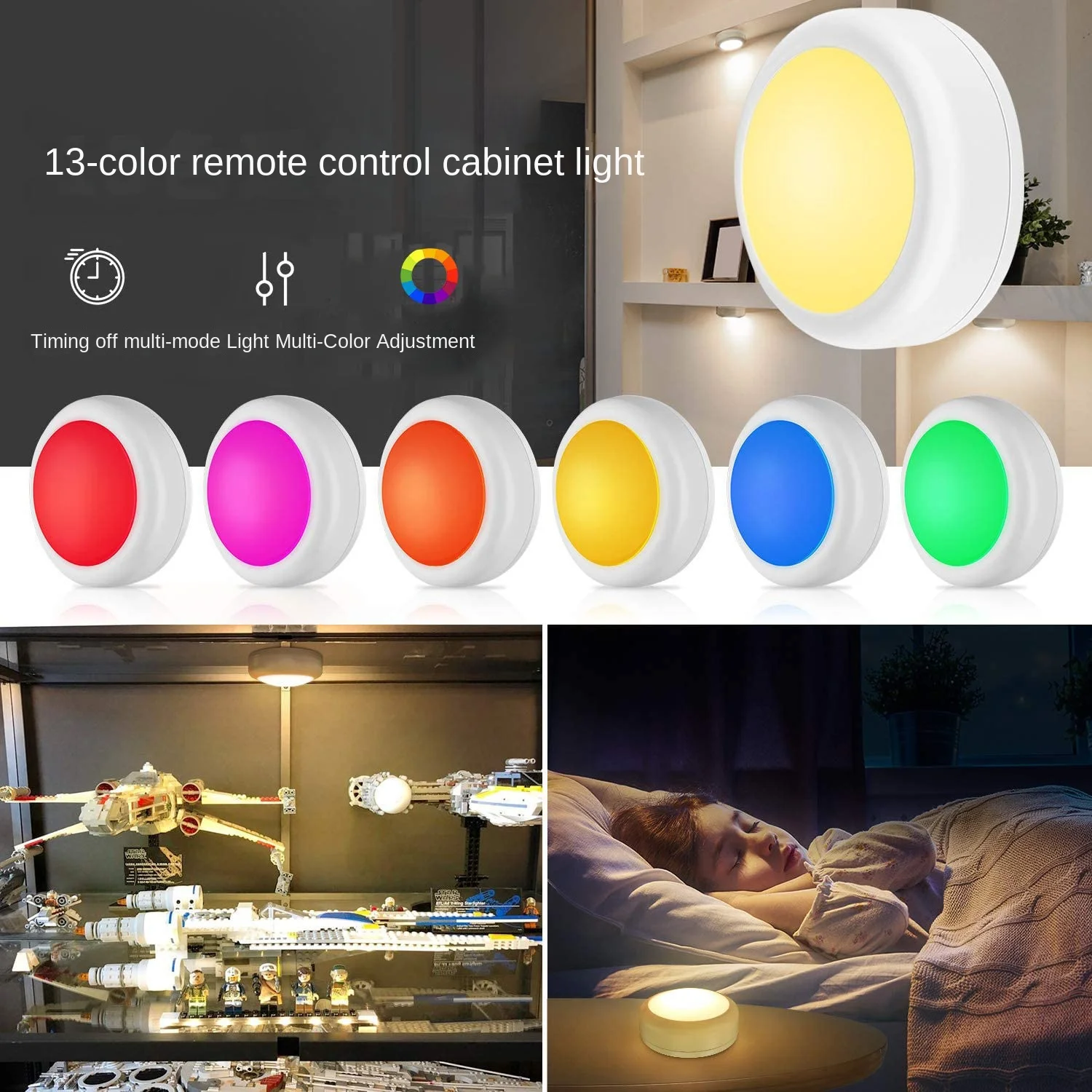 13สีรีโมทความคิดสร้างสรรค์ขนาดเล็ก Lampu Tidur ปรับได้ Light Clap สี RGB รีโมทคอนโทรลอินฟราเรดตู้