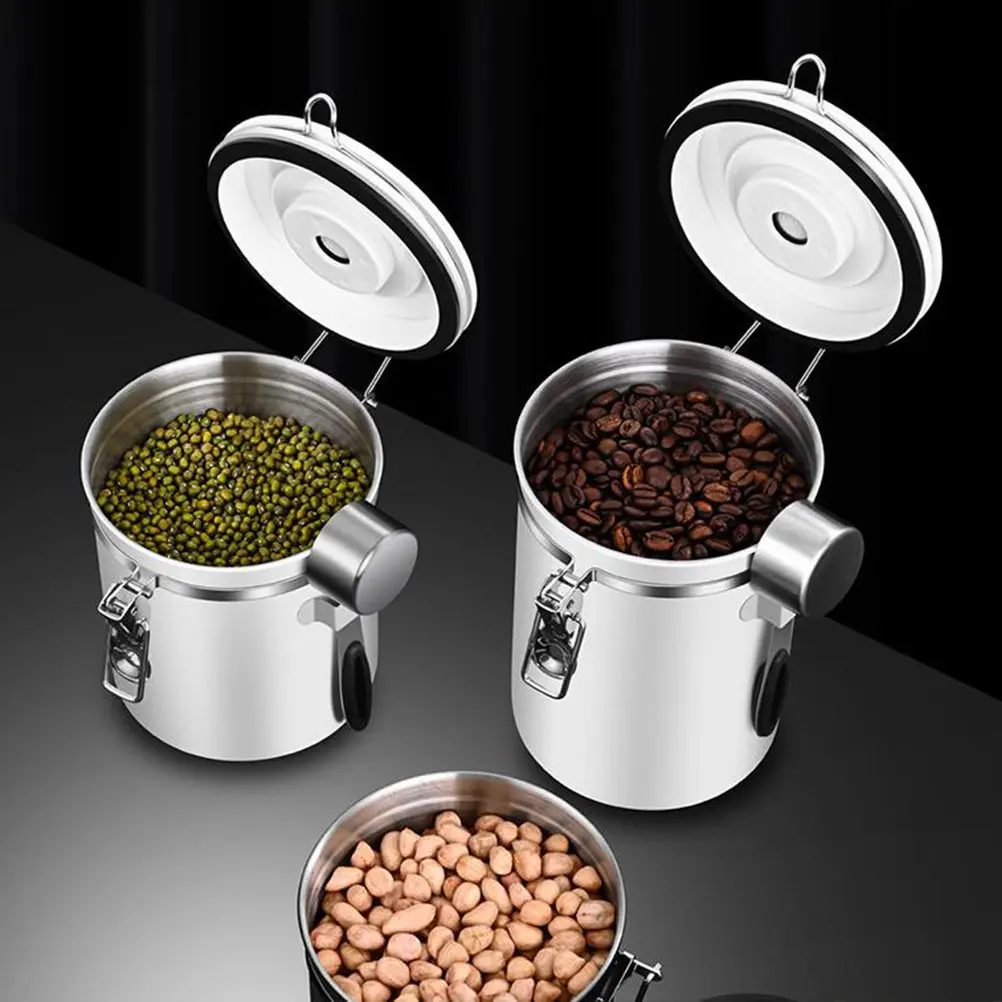 Stainless Steel Airtight Coffee Bean Storage Jar – Tea, Sugar, Nuts, Candy, Dried Food Container for Home