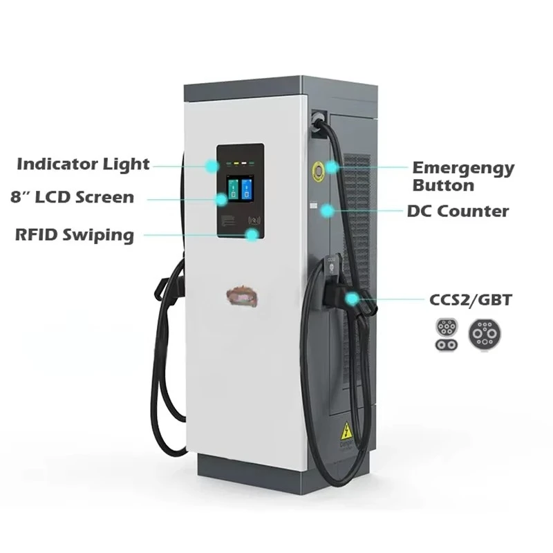 120kW DC Fast EV Charging Station Dual Gun Electric Vehicle Charger Ocpp Smart Commercial EVSE Floor-Mounted Pile