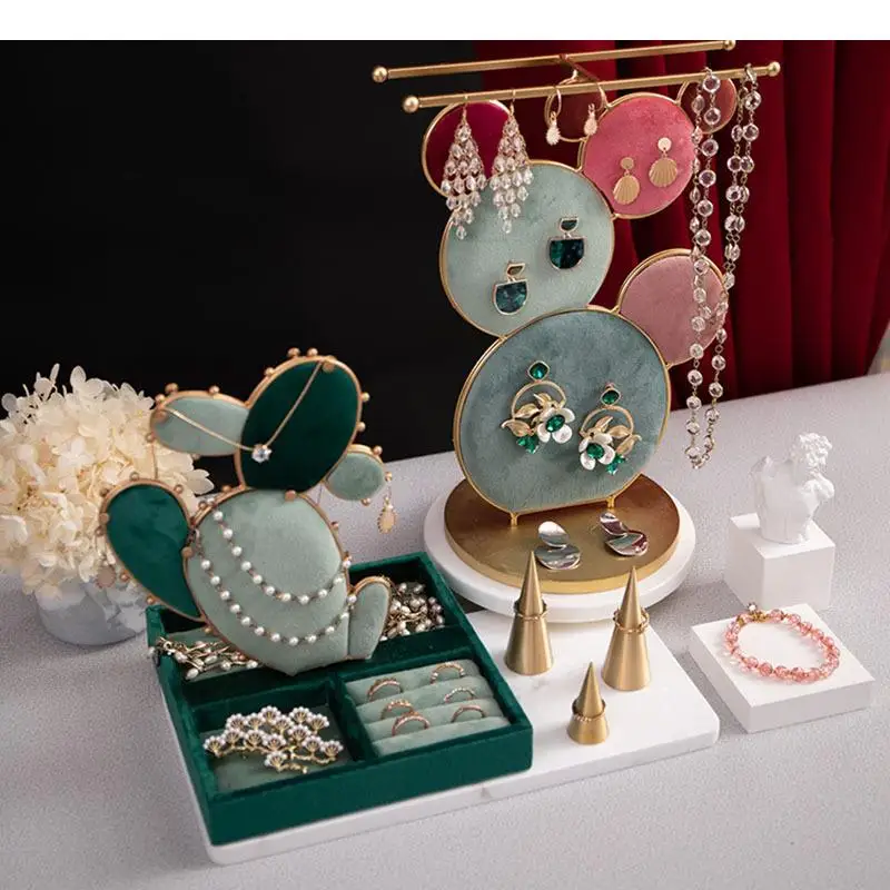 Cactus Decorative Shelves Jewelry Box Dressing Table Cosmetic Containers Necklace Stand Eardrop Earrings Plate Ring Shelf