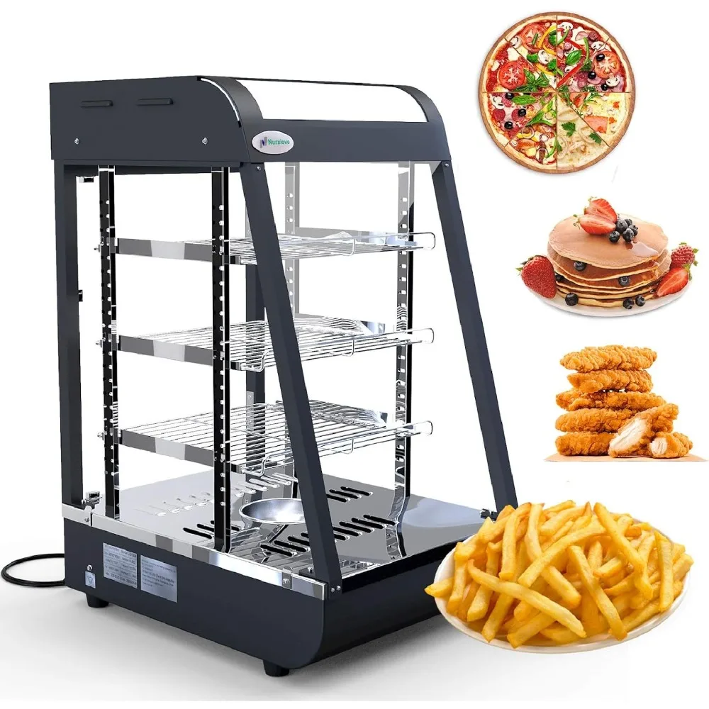

Commercial Food Warmer - Countertop Pizza Warmers Display L15 x W19 x H25'' Pastry Patty Warmer Case for Buffet Restaurant Shop