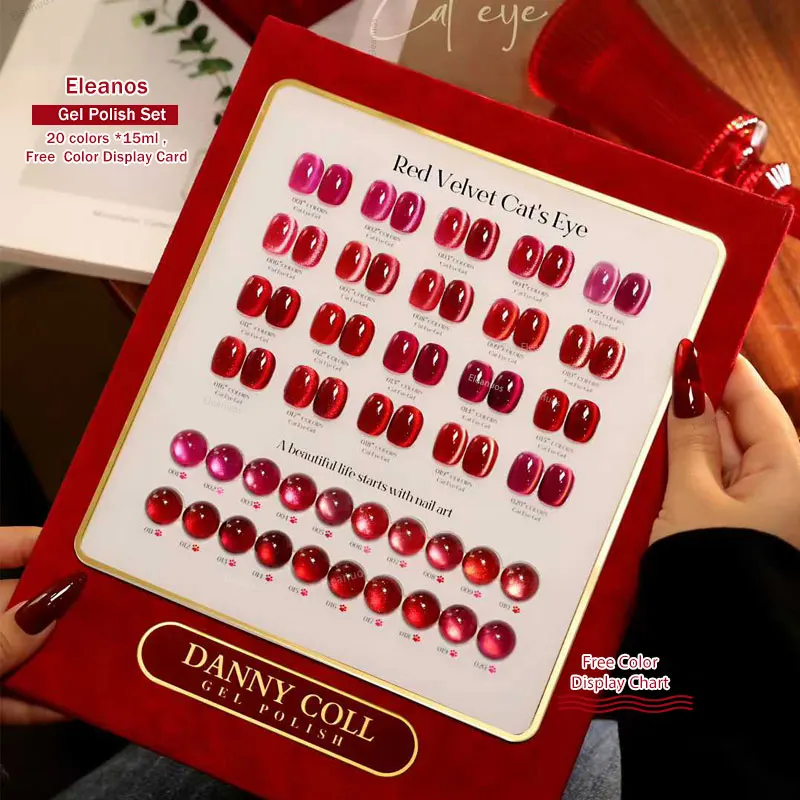 

Dannycoll TPO Free Red Gel Magnetic 20 шт. 15 мл гель-лак Mixed Soak Wine Red стойкий блестящий праймер для дизайна ногтей зимний салонный комплект