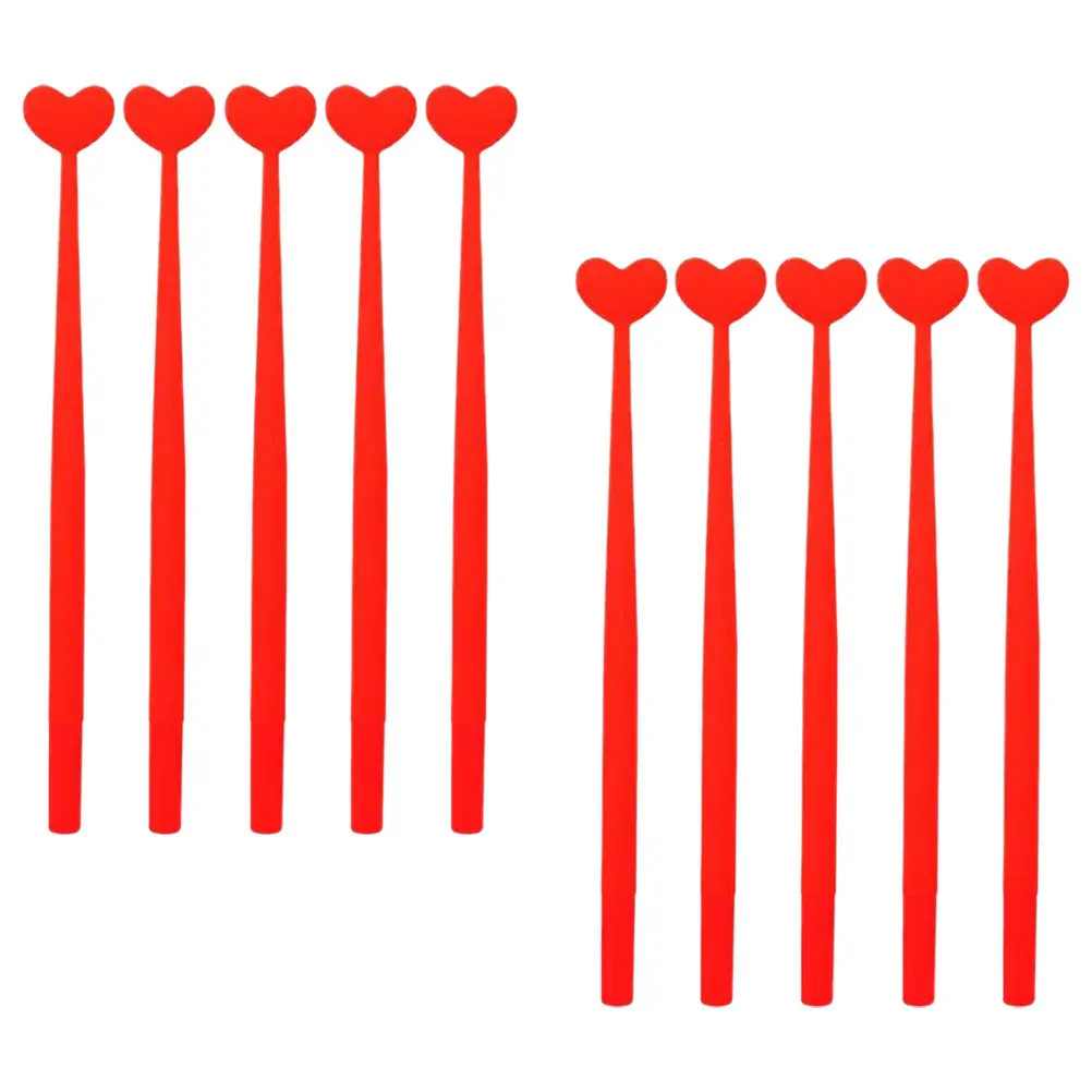 

10 шт. очаровательных гелевых ручек в форме сердца, гладкие, износостойкие, для письма, для студентов, офиса, заметок, портативные, милые ручки оптом