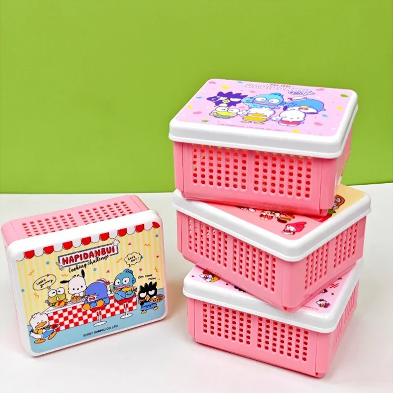 Sanrio Kawaii Hello Kitty Folding Basket My Melody Hanyodon Anime Cartoon Multifunctional Foldable Desktop Utility Storage Box